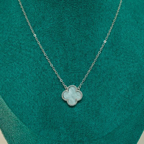 COLLAR TRÉBOL CON BAÑO DE RODIO
