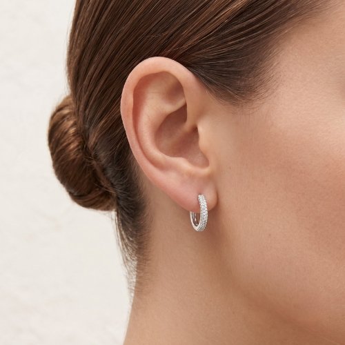 ARETES ARGOLLA ZIRCONIA CON BAÑO DE RODIO
