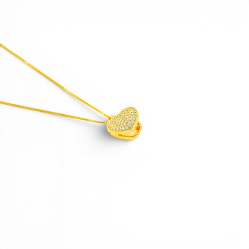 COLLAR CORAZÓN ZIRCONIA CON BAÑO DE ORO