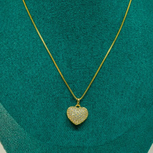 COLLAR CORAZÓN ZIRCONIA CON BAÑO DE ORO