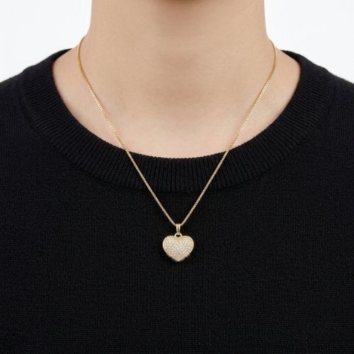 COLLAR CORAZÓN ZIRCONIA CON BAÑO DE ORO