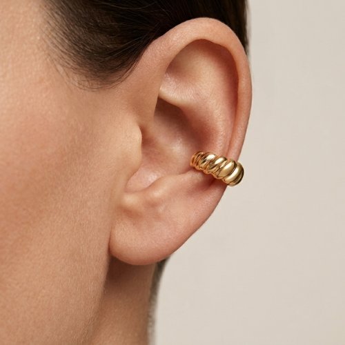 ARETES EAR CUFFS LISOS CON BAÑO DE ORO