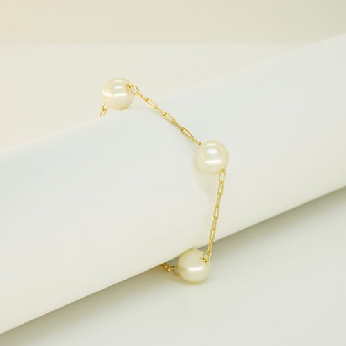PULSERA CON BAÑO DE ORO Y PERLAS