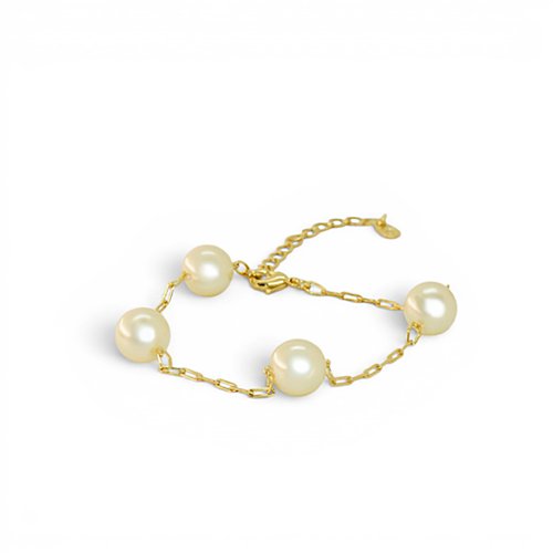 PULSERA CON BAÑO DE ORO Y PERLAS