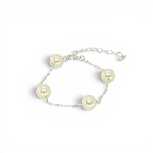 PULSERA PERLAS CON BAÑO DE RODIO