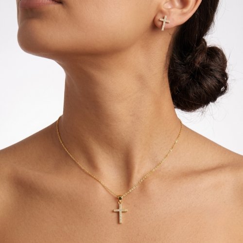 JUEGO ZIRCONIA BAÑO DE ORO