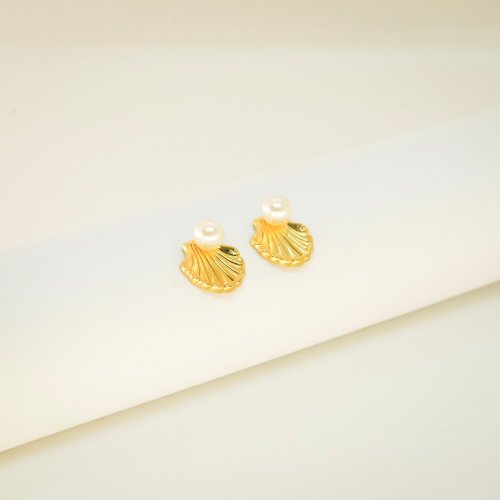 ARETES PERLA CON BAÑO DE ORO