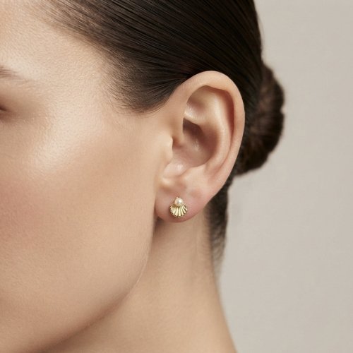 ARETES PERLA CON BAÑO DE ORO