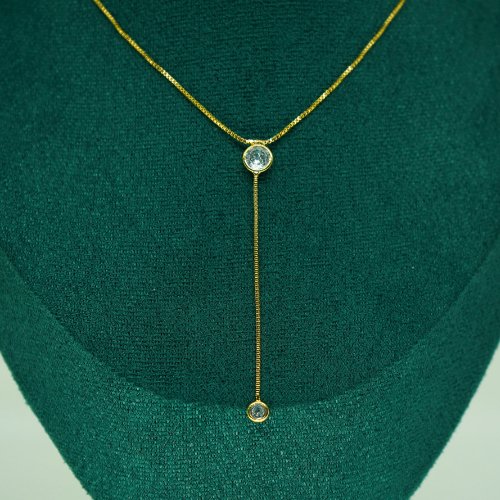 COLLAR LISO CRISTALES PEQUEÑOS CON BAÑO DE ORO