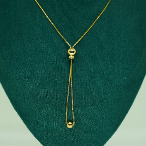 COLLAR LISO BOLAS AJUSTABLES CON BAÑO DE ORO