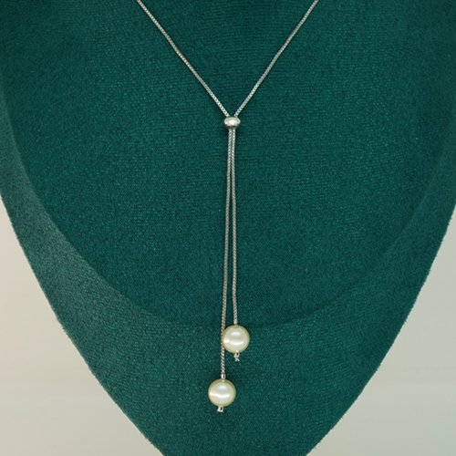 COLLAR LARGO PERLAS CON BAÑO DE RODIO