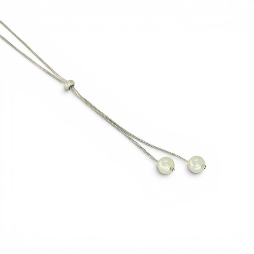 COLLAR LARGO PERLAS CON BAÑO DE RODIO