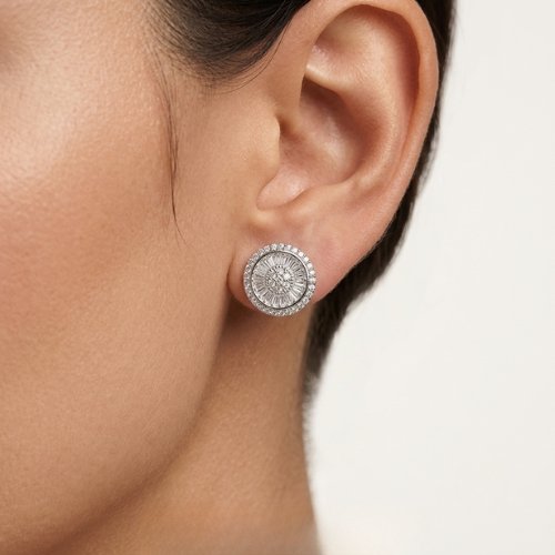 ARETES CON CRISTALES Y  BAÑO DE RODIO