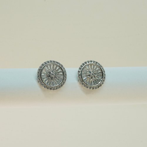 ARETES CON CRISTALES Y  BAÑO DE RODIO
