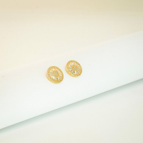 ARETES CRISTALES CON BAÑO DE ORO