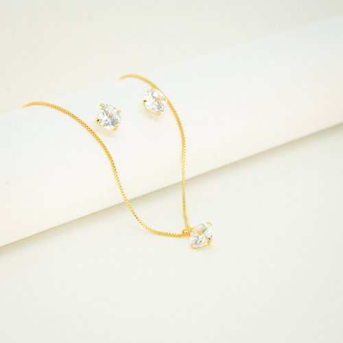 JUEGO ZIRCONIA BAÑO DE ORO