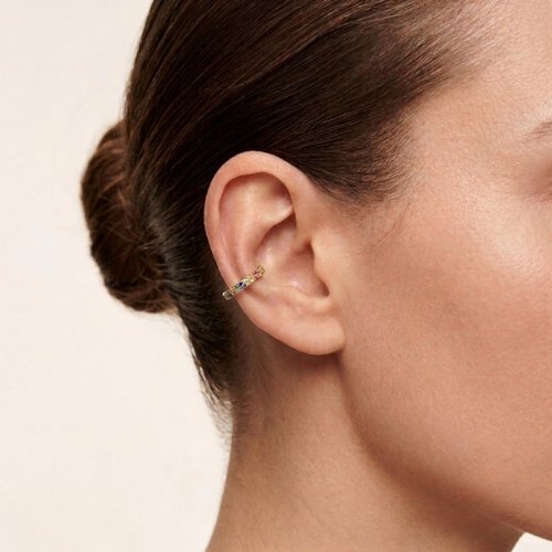 ARETES EAR CUFFS CRISTALES CON BAÑO DE ORO