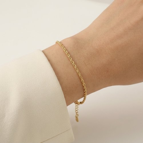 PULSERA CORDÓN TRENZADO BAÑO DE ORO