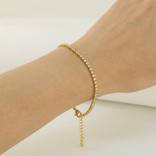 PULSERA ZIRCONIAS CON BAÑO DE ORO