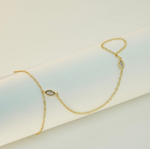 PULSERA ANILLO CON BAÑO DE ORO Y CRISTALES