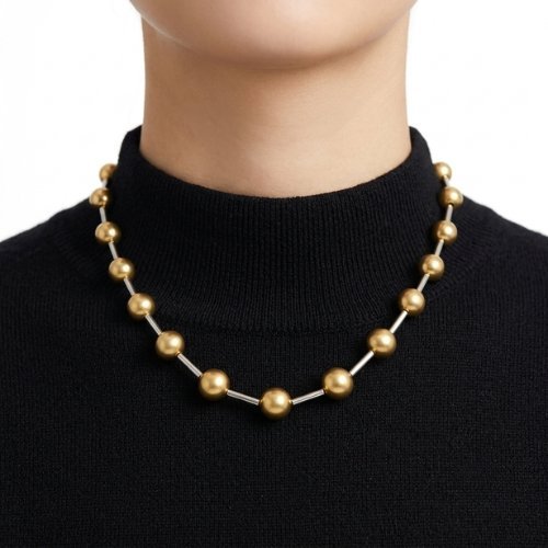COLLAR CORTO BICOLOR CON BOLAS