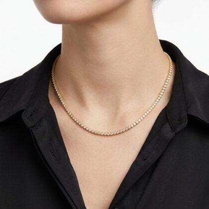 COLLAR CORTO ZIRCONIAS CON BAÑO DE ORO