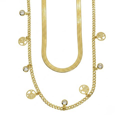 COLLAR DOBLE CON BAÑO DE ORO