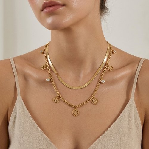 COLLAR DOBLE CON BAÑO DE ORO