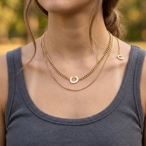 COLLAR DOBLE LETRA CON BAÑO DE ORO
