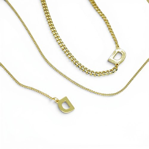 COLLAR DOBLE LETRA CON BAÑO DE ORO