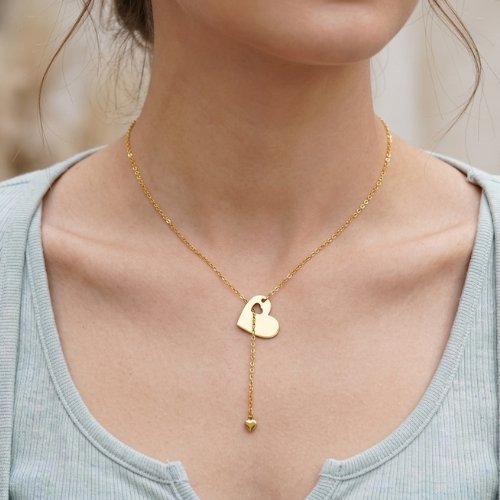 COLLAR LARGO LISO CON BAÑO DE ORO
