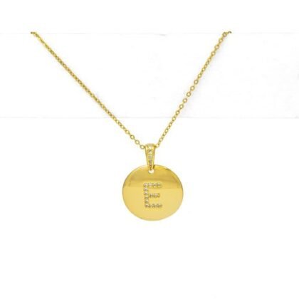 COLLAR LETRA LISO ZIRCONIA CON BAÑO DE ORO