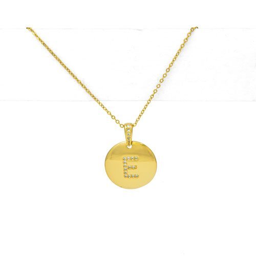 COLLAR LETRA LISO ZIRCONIA CON BAÑO DE ORO