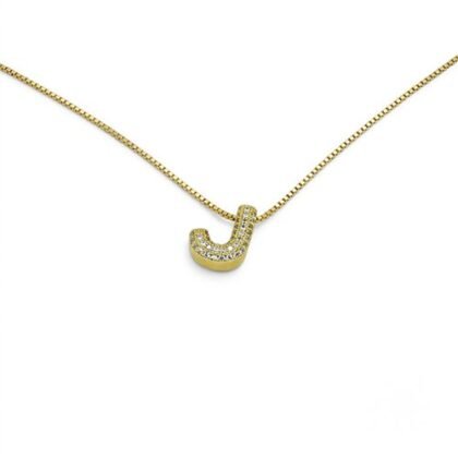 COLLAR LETRA ZIRCONIA CON BAÑO DE ORO