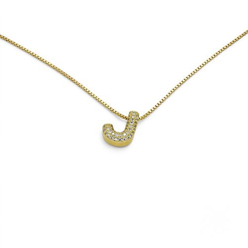 COLLAR LETRA ZIRCONIA CON BAÑO DE ORO