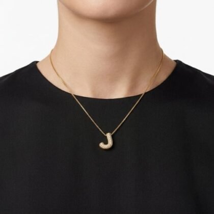 COLLAR LETRA ZIRCONIA CON BAÑO DE ORO