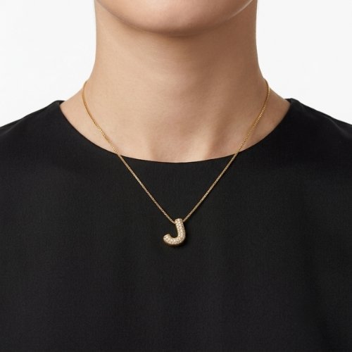 COLLAR LETRA ZIRCONIA CON BAÑO DE ORO