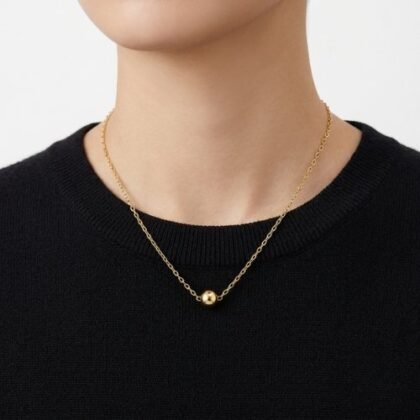 COLLAR LISO BOLA CON BAÑO DE ORO