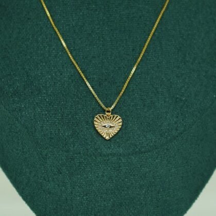COLLAR OJO ZIRCONIA CON BAÑO DE ORO