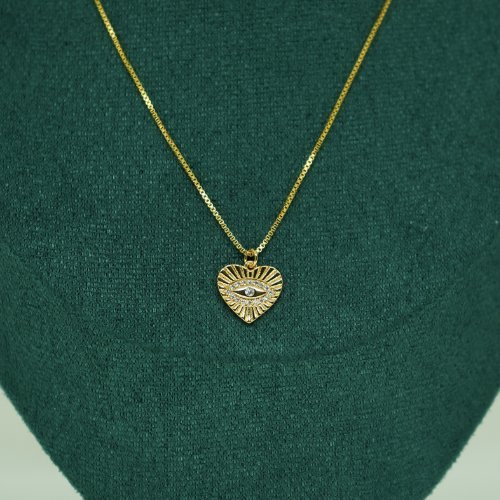 COLLAR OJO ZIRCONIA CON BAÑO DE ORO