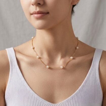 COLLAR PERLAS CON BAÑO DE RODIO