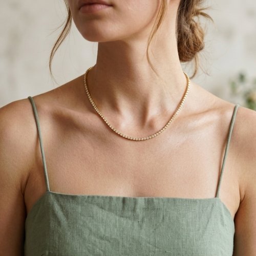 COLLAR ZIRCONIAS CON BAÑO DE ORO