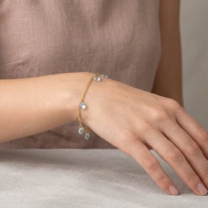 PULSERA LISA CRISTALES BAÑO DE RODIO